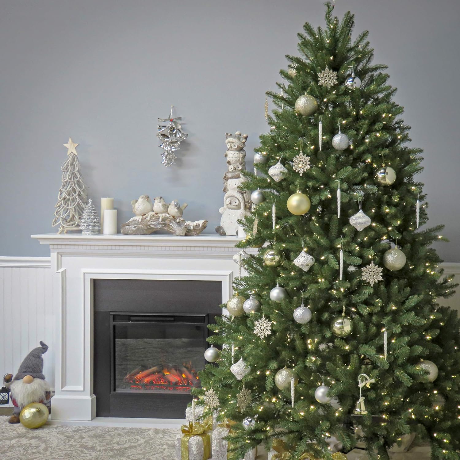 National Tree Company Pre-Lit Artificial Full Christmas Tree, Green, Dunhill Fir, White Lights, Includes Stand, 9 Feet - Image 6