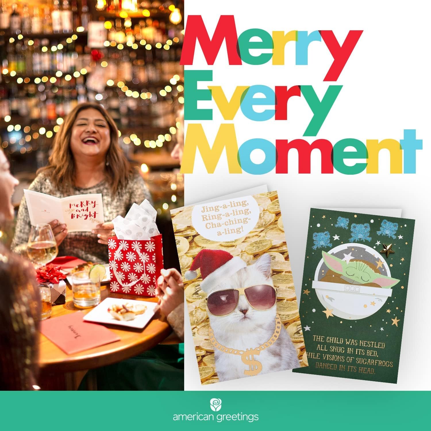 American Greetings 50-Count 5 in. x 5 in. Beverage Napkins by Kathy Davis, Christmas Party Supplies - Image 6