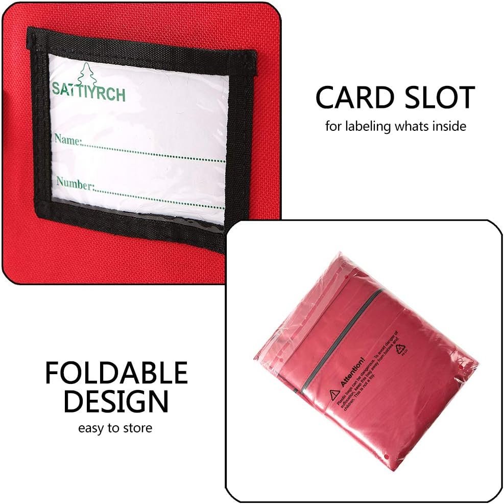 Sattiyrch Christmas Tree Storage Bag,Fits Up to 6 ft Tall Artificial Tree,Heavy Duty 600D Canvas Red Christmas Tree Storage Container with Sleek Dual Zipper and Durable Handles,45" x 15" x 20" - Image 4