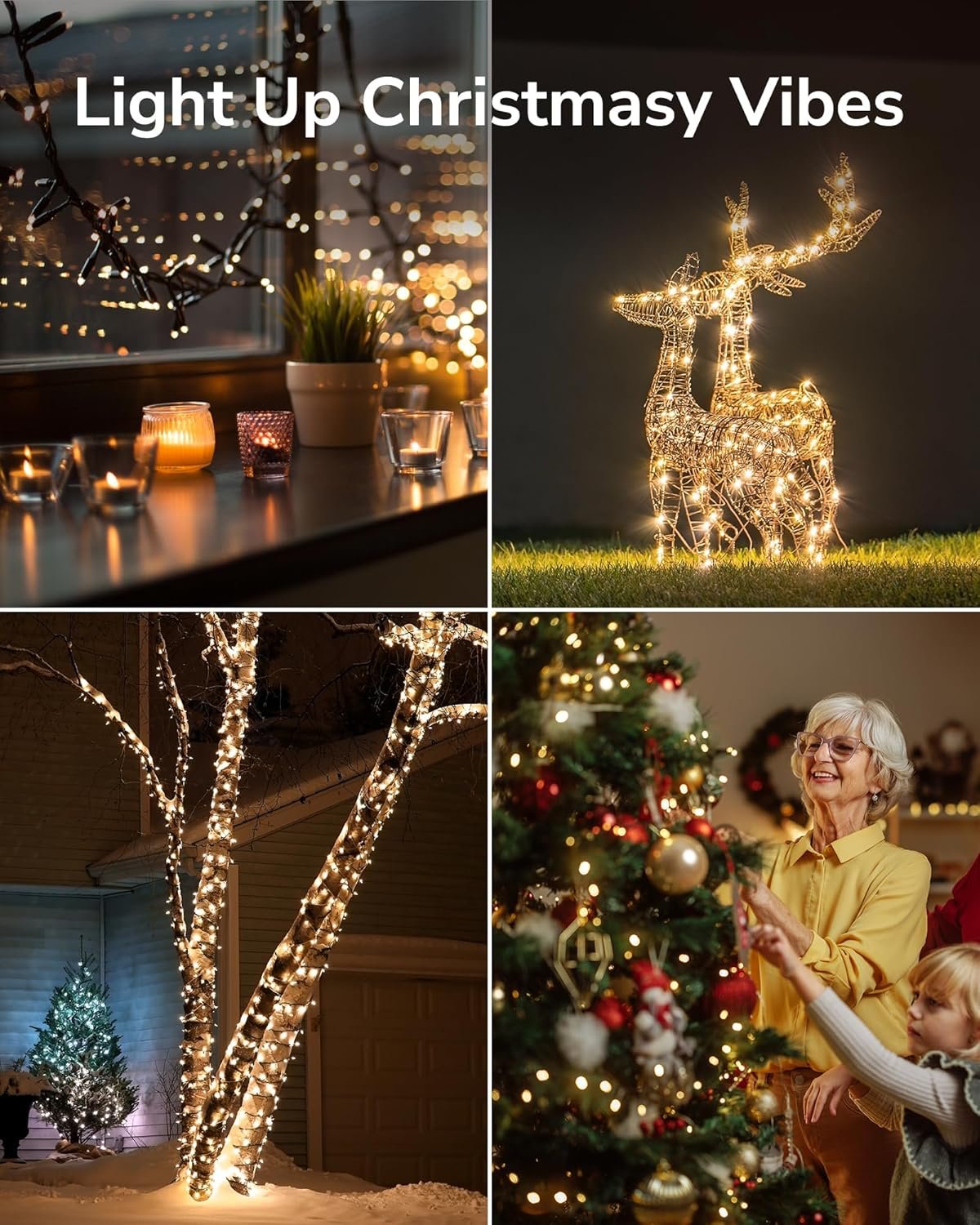 ULG Upgraded 2-Pack 152FT 400 LED Christmas String Lights, Extendable Waterproof Fairy Lights with Memory Function, 8 Modes, Bubble Bulbs, Warm White, Adapter Included for Indoor/Outdoor Decor - Image 6