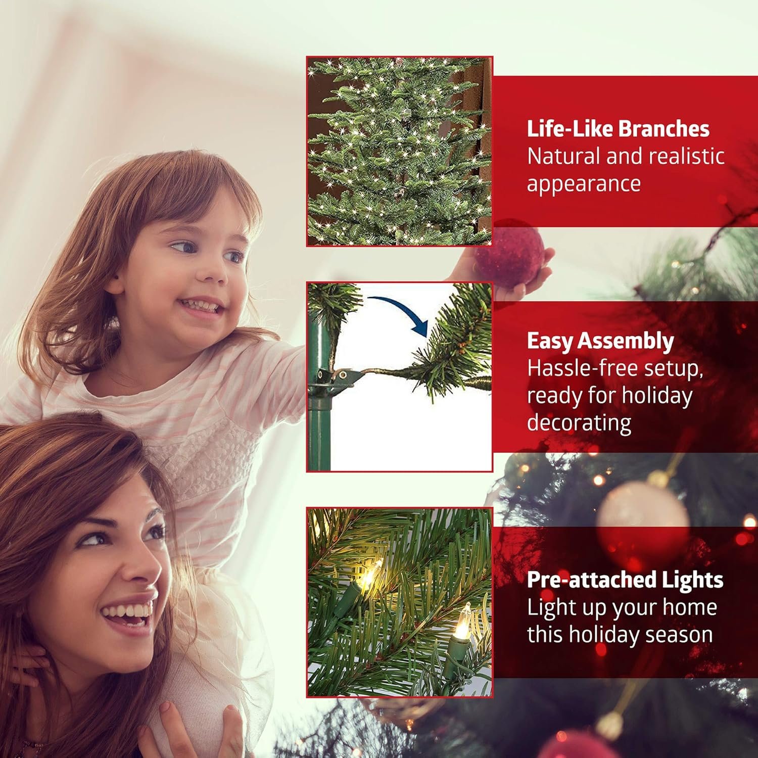 Puleo International 4.5-Foot Pre-Lit Fraser Fir Pencil 150 UL Clear Lights Artificial Christmas Tree, Ft, Green - Image 5