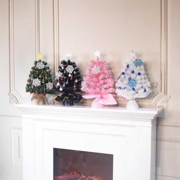23 Inch Mini Christmas Tree Artificial Tabletop Christmas Tree with LED Lights and Ornaments for DIY Christmas Decoration,White - Image 6