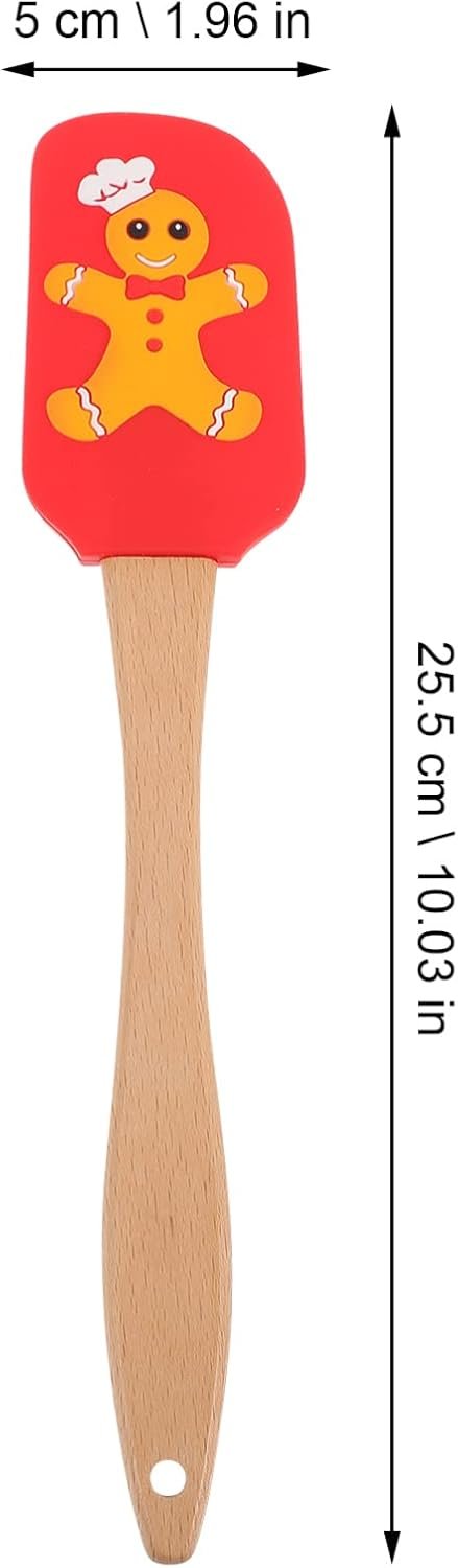 Christmas Cake Spatula Food Grade Spatula Handle Santa Claus Pattern Baking Cooking Mixing Xmas Kitchen Decor - Image 4
