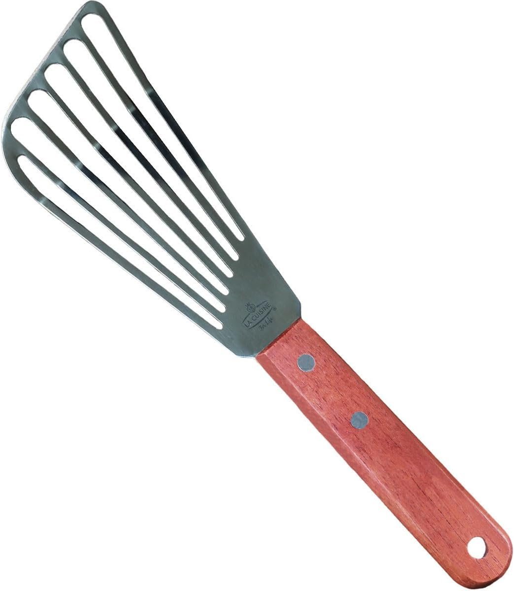 La Cuisine Fish Slotted Spatula Turner with Beveled Edged Stainless Steel, For Flipping Fish Egg Pancake Patties Fries. Blade 6.5", Size 11" - Image 2