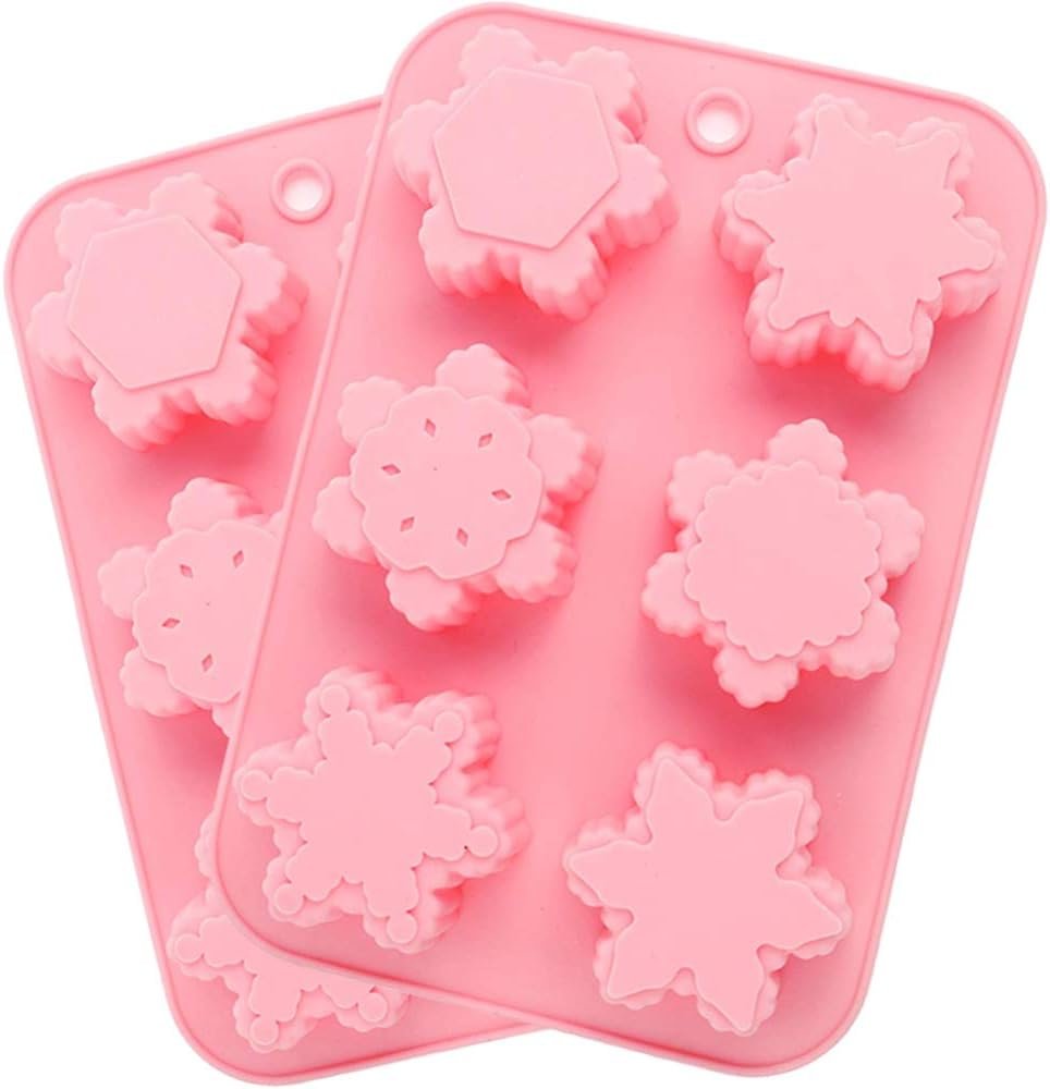 CHICHIC 2 Pack Silicone Soap Molds Snowflakes Handmade Soaps Baking Mold Cake Pan, Biscuit Mold, Chocolate Mold, Ice Cube Tray for Homemade Craft Cake Mold Pudding Mold Jello Mold DIY, 6 Cavity - Image 3