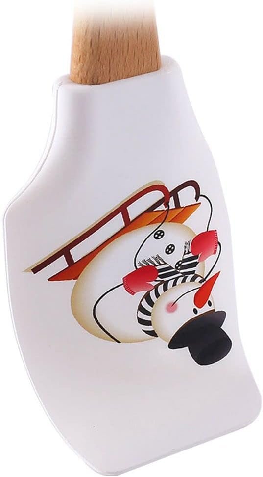 Christmas Silicone Spatula with Wooden Handle,Cream Butter Spatula Cake Decorating Spatula Mixing Cooking Baking Spatula(Style 1 Santa Claus) - Image 7