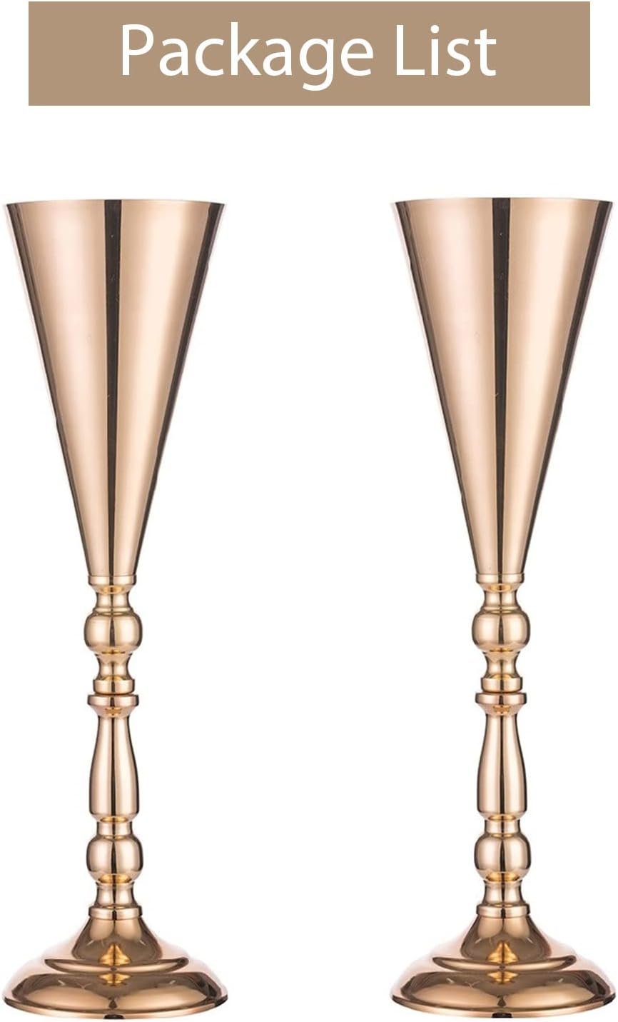 Sziqiqi Trumpet Floral Centerpiece Riser Stand for Wedding Reception Centerpieces Party Event Anniversary Birthday Decoration Flower Arrangement Pack of 2, Rose Gold 16.5in - Image 10