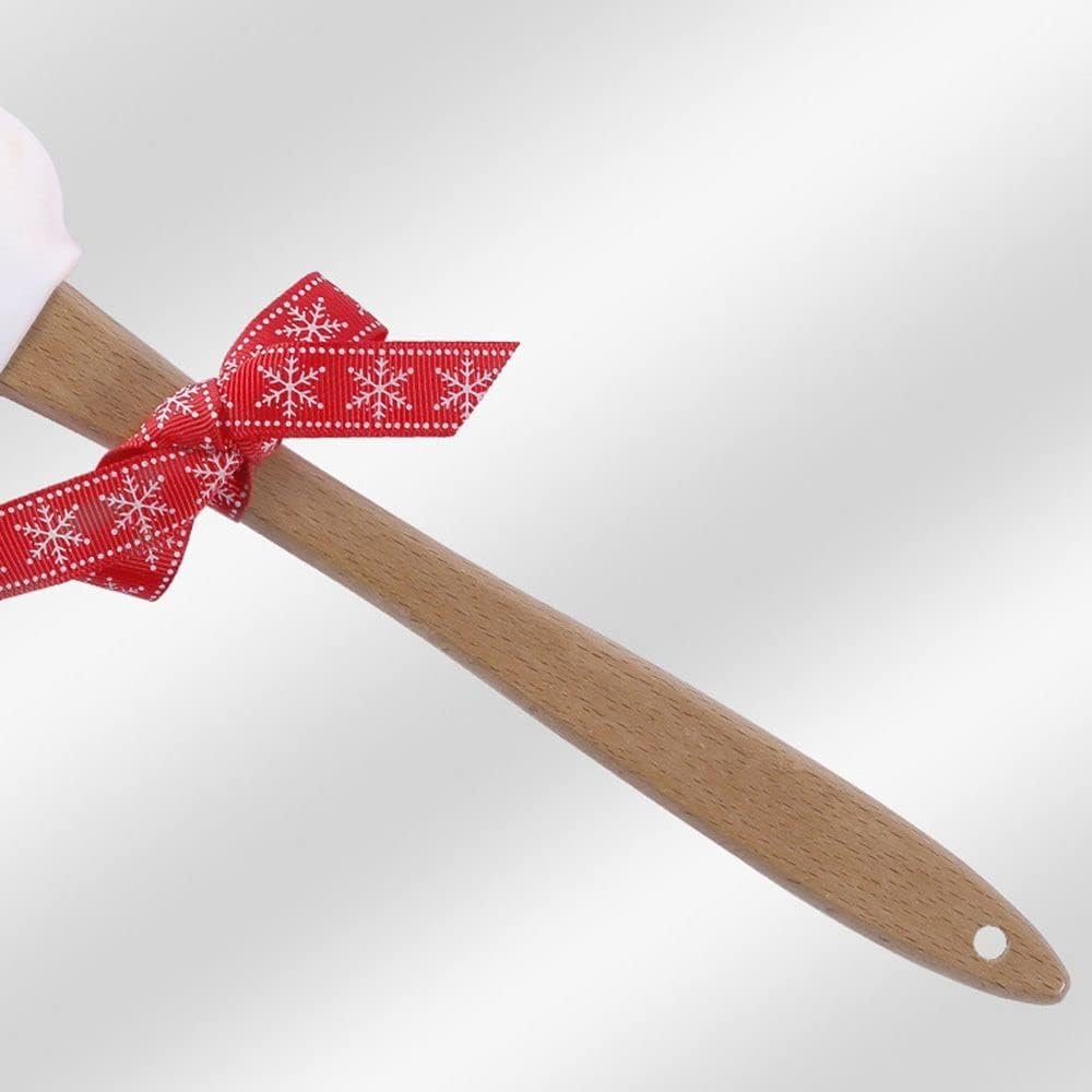 Christmas Silicone Spatula with Wooden Handle,Cream Butter Spatula Cake Decorating Spatula Mixing Cooking Baking Spatula(Style 1 Santa Claus) - Image 5