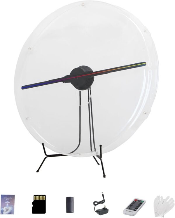 3D Hologram Fan with Cover, 3D Hologram Projector HD LED Advertising Display with Remote and Bluetooth and WiFi,700 Video Library and for Business,Bar,Halloween (58CM Hologram Fan with Cover) - Image 2