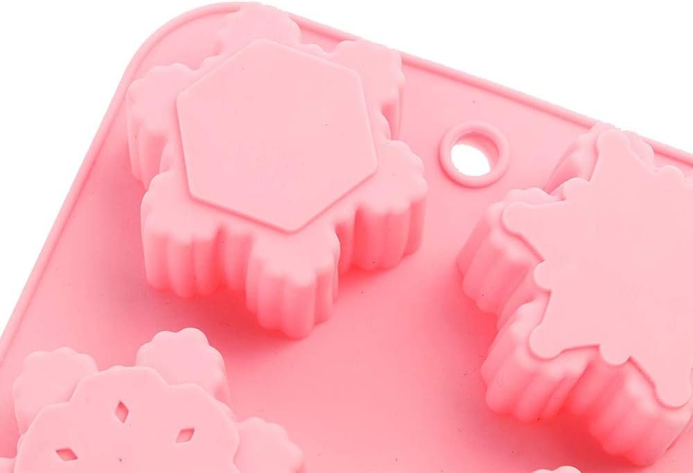 CHICHIC 2 Pack Silicone Soap Molds Snowflakes Handmade Soaps Baking Mold Cake Pan, Biscuit Mold, Chocolate Mold, Ice Cube Tray for Homemade Craft Cake Mold Pudding Mold Jello Mold DIY, 6 Cavity - Image 6