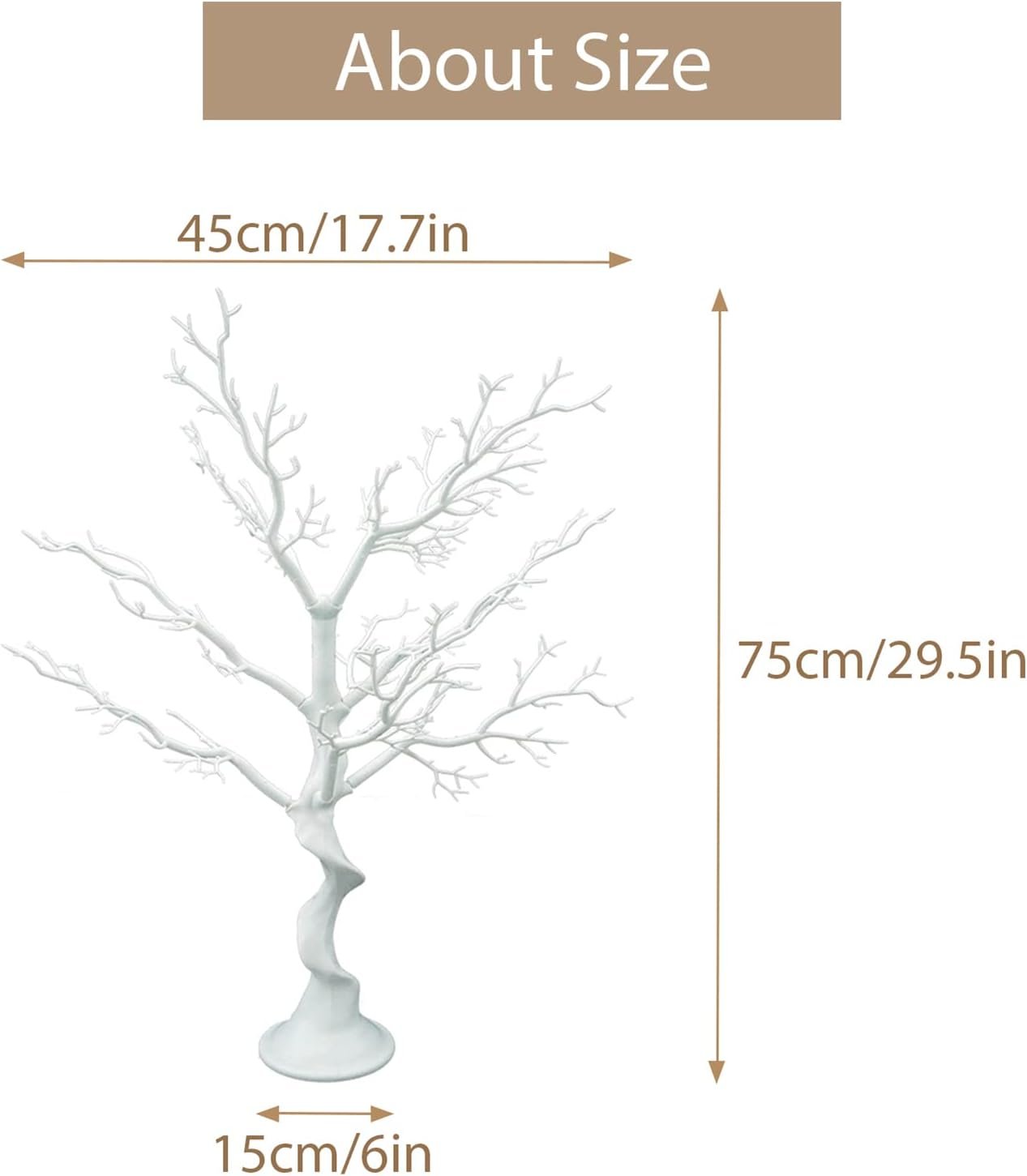 Sziqiqi White Artificial Tree Centerpiece for Weddings, Parties, Christmas - 1 Trunk + 10 Branches, Easy Assembly - Image 4