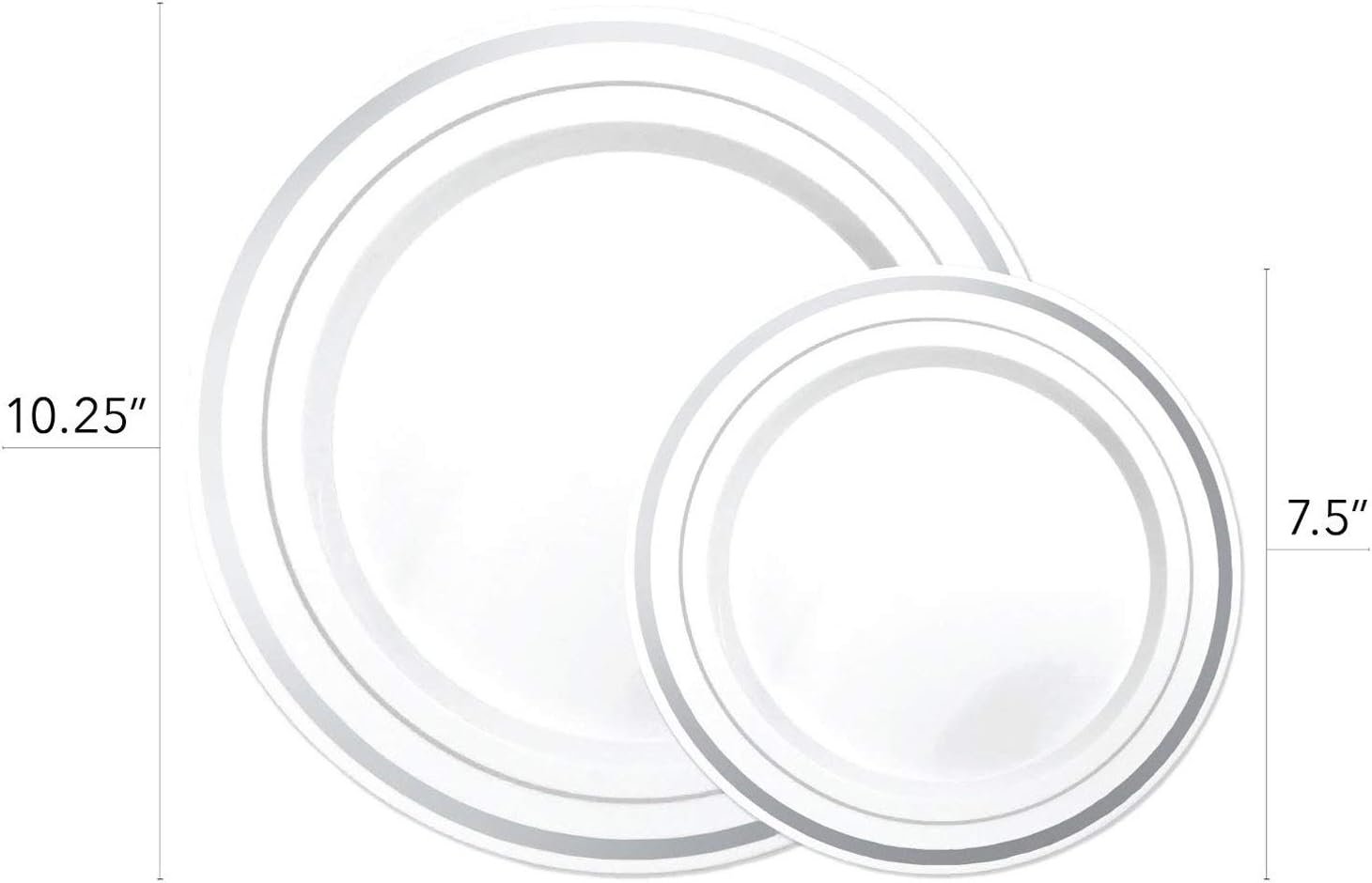 125-Piece White and Silver Fancy Plastic Plates Disposable with Silverware, Elegant Dinnerware for Weddings, Holiday Party China, Set of 25 Dinner + Salad Plates, 25 Spoons, 25 Forks, 25 Knives - Image 6