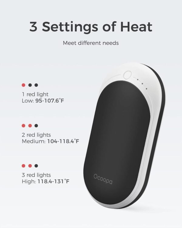 OCOOPA HotPal Rechargeable Hand Warmer, 5200mAh Electric Handwarmer,Portable Pocket Heater, Heat Therapy Great for Raynauds, Hunting, Golf, Camping, Women Mens Gifts - Image 4