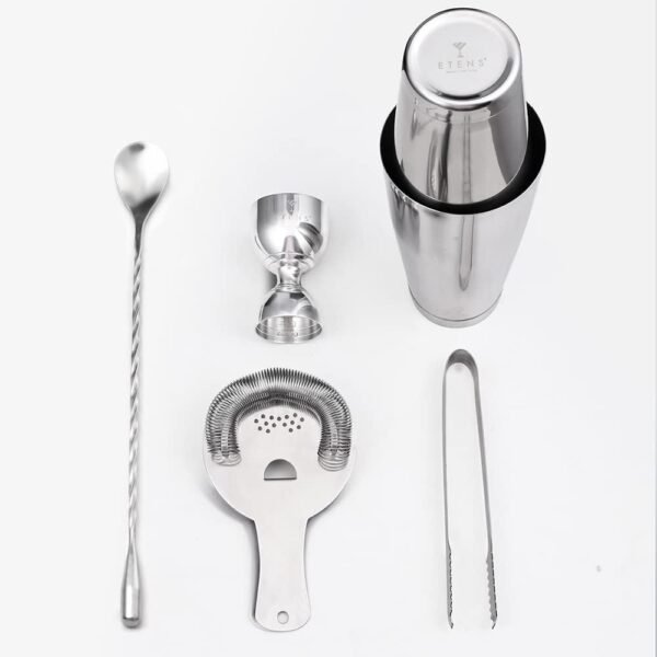 Boston Cocktail Shaker Set, 6pc Bartender Kit Bar Set Bartending Tools Accessories: Weighted Shaking Tins, Mixology Strainer, Bell Jigger, Mixing Spoon | Martini shakers Drink Mixer - Image 3