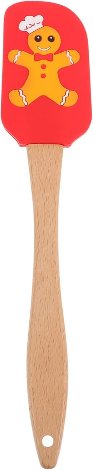 Christmas Cake Spatula Food Grade Spatula Handle Santa Claus Pattern Baking Cooking Mixing Xmas Kitchen Decor - Image 2