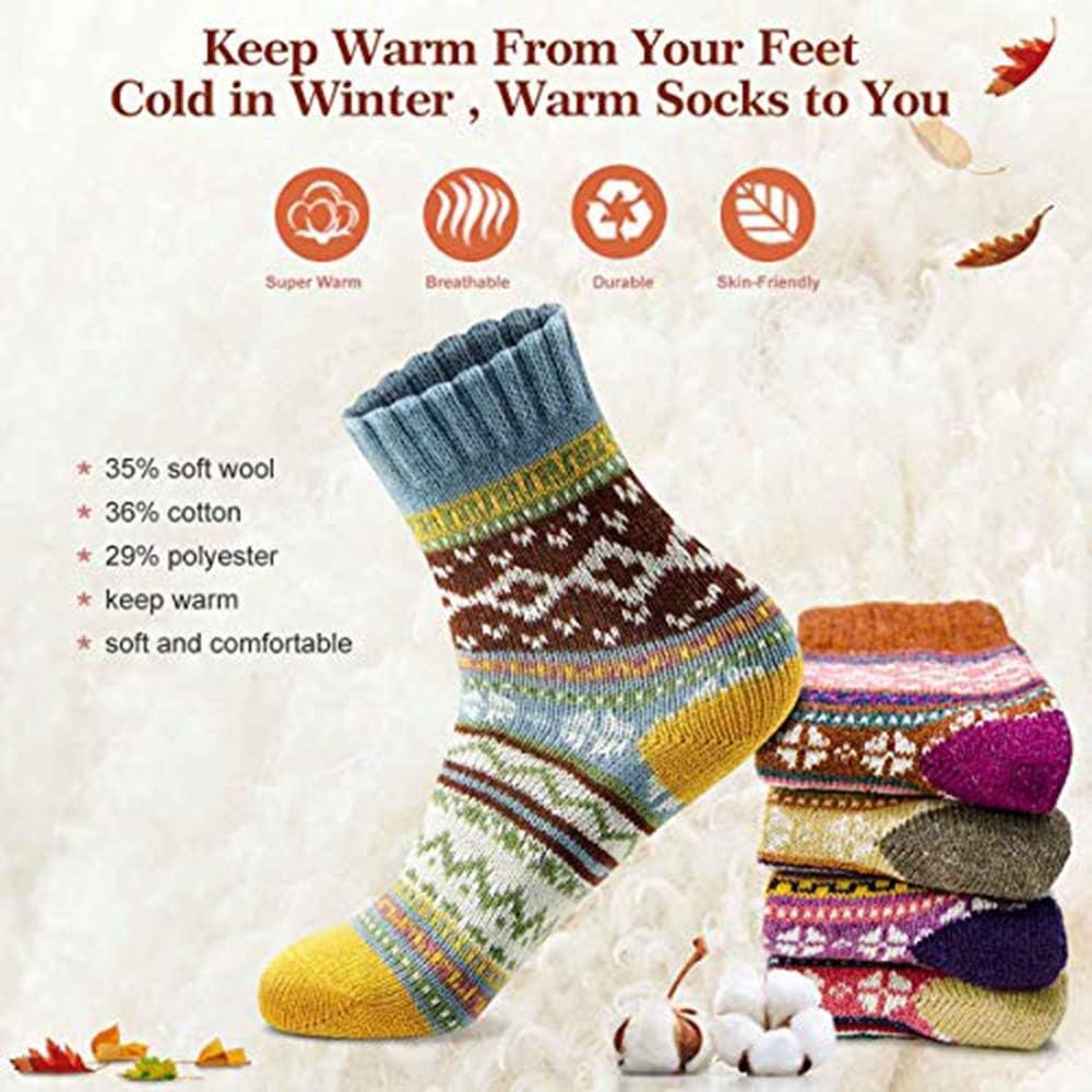MORECOO Womens Socks Winter - Christmas Gifts for Women - Thick Wool Soft Warm Fuzzy Cozy Crew Socks for Women - Image 5