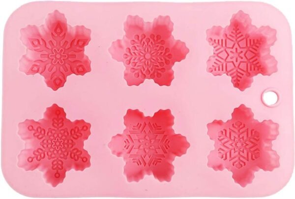 CHICHIC 2 Pack Silicone Soap Molds Snowflakes Handmade Soaps Baking Mold Cake Pan, Biscuit Mold, Chocolate Mold, Ice Cube Tray for Homemade Craft Cake Mold Pudding Mold Jello Mold DIY, 6 Cavity - Image 4