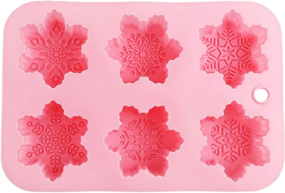 CHICHIC 2 Pack Silicone Soap Molds Snowflakes Handmade Soaps Baking Mold Cake Pan, Biscuit Mold, Chocolate Mold, Ice Cube Tray for Homemade Craft Cake Mold Pudding Mold Jello Mold DIY, 6 Cavity - Image 4