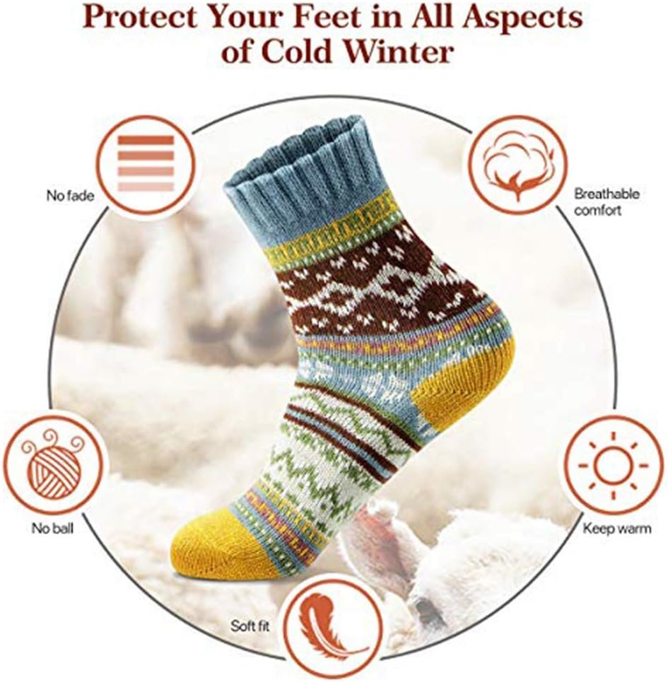MORECOO Womens Socks Winter - Christmas Gifts for Women - Thick Wool Soft Warm Fuzzy Cozy Crew Socks for Women - Image 4