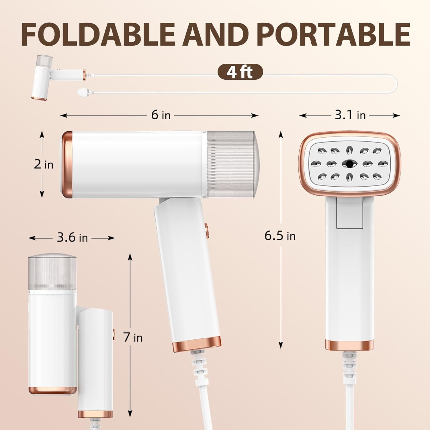 Portable Handheld Steam Garment Steamer Foldable: Effortless Wrinkle Clothes Steam Iron Removal 20-Second Fast Heat-up, 1200W, 120ml Water Tank for Home & Travel (120V Only, Not for Europe) - Image 10