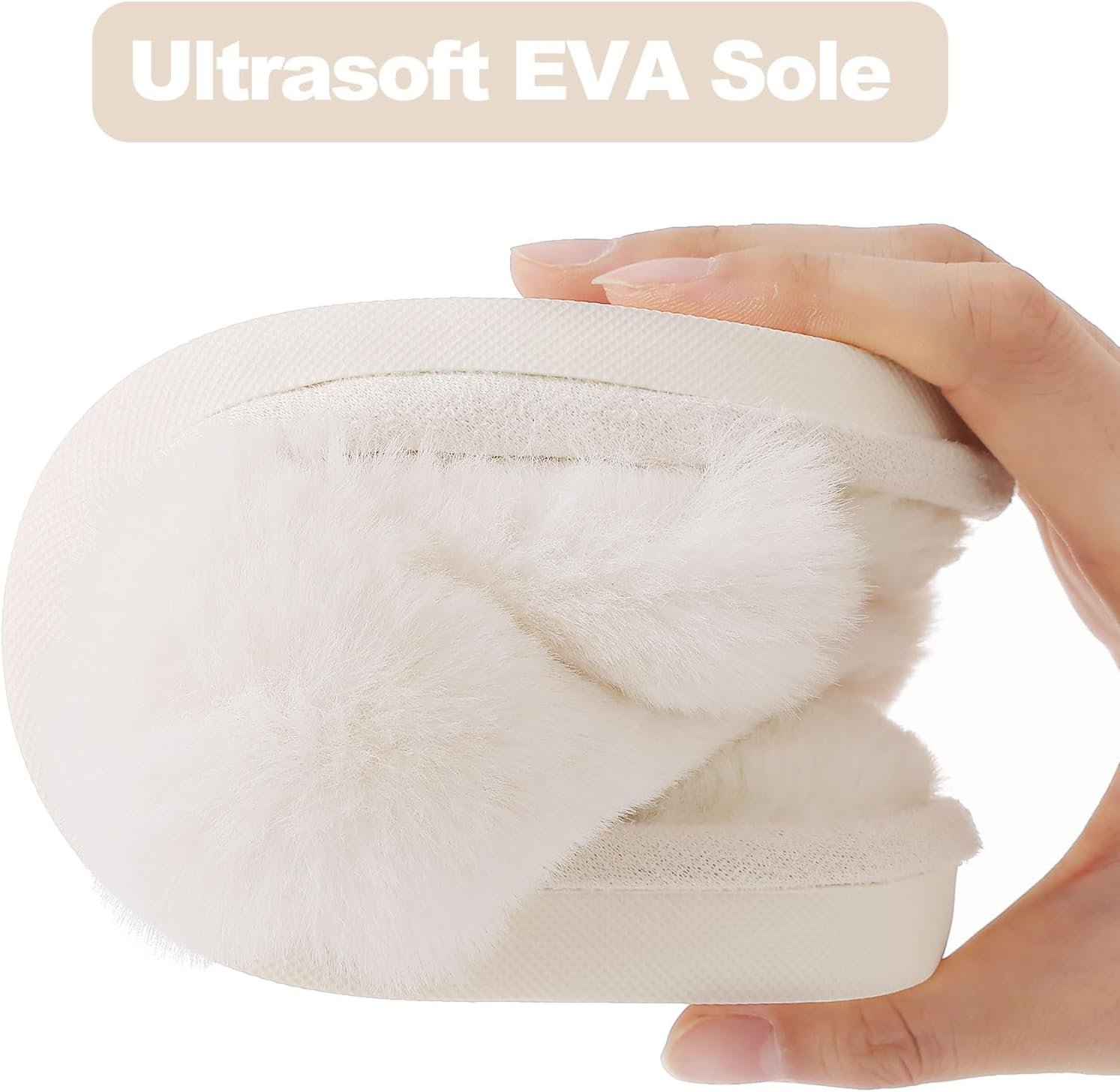 Evshine Women's Fuzzy Slippers Cross Band Memory Foam House Slippers Open Toe - Image 5