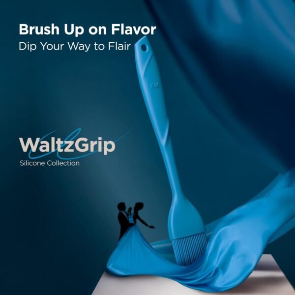 Kitchen Mama WaltzGrip Platinum Silicone Basting Pastry Brush: Set of 2 Heat-Resistant for Cooking, Baking, Pastries, Grilling, Spreading Oil, Butter, BBQ Sauce, Eggs. Dishwasher-Safe (Blue) - Image 3