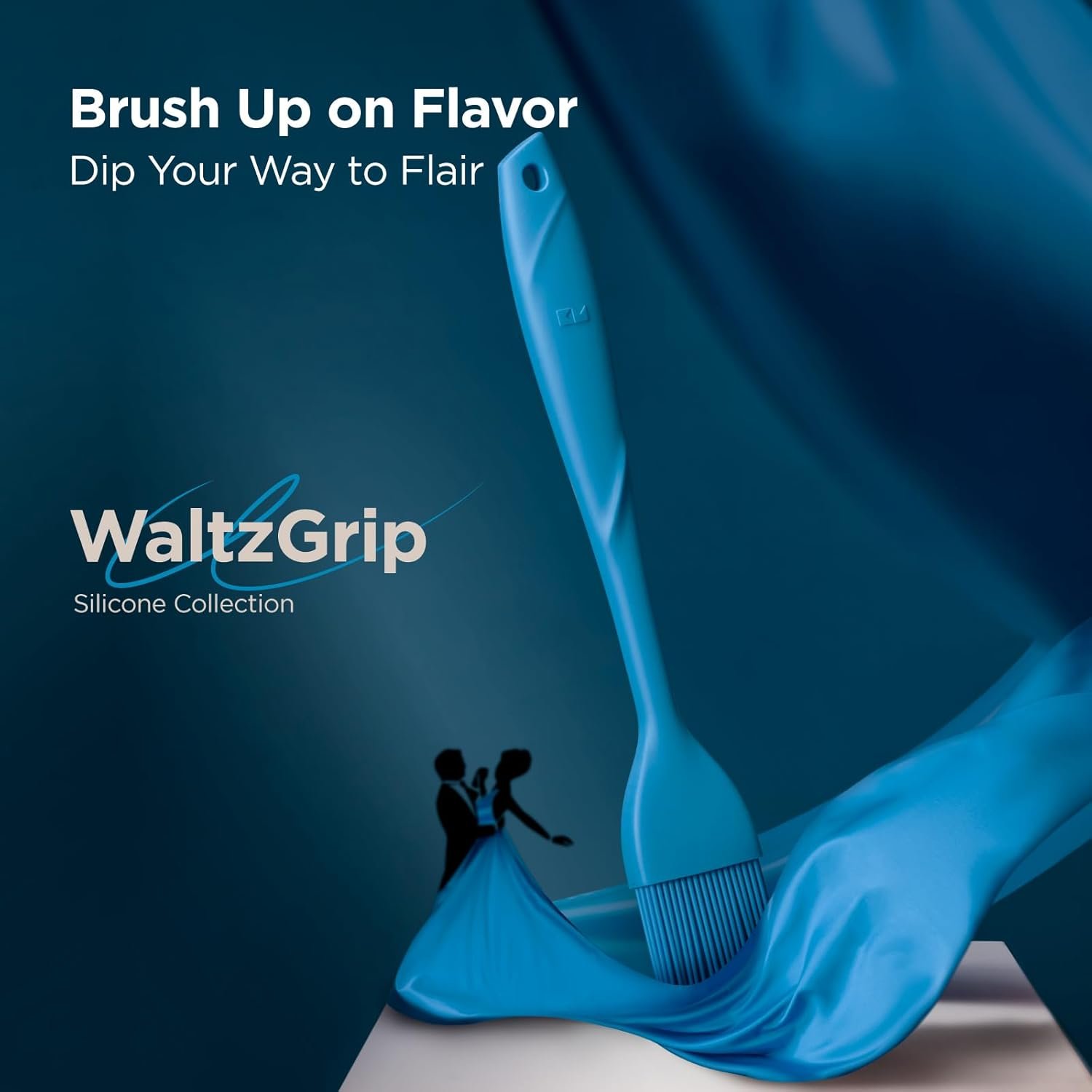 Kitchen Mama WaltzGrip Platinum Silicone Basting Pastry Brush: Set of 2 Heat-Resistant for Cooking, Baking, Pastries, Grilling, Spreading Oil, Butter, BBQ Sauce, Eggs. Dishwasher-Safe (Blue) - Image 3