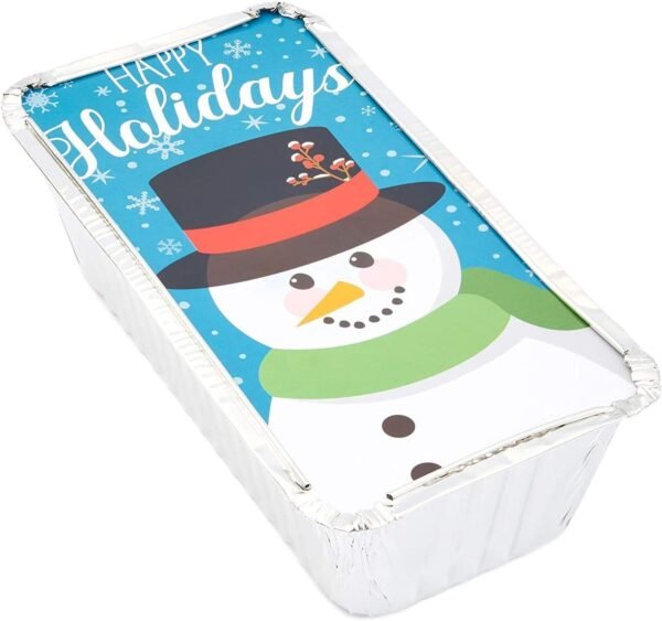 BLUE PANDA 50 Pack Christmas Aluminum Foil Loaf Pans with Holiday Paper Lids, 22 oz Baking Tins (8.5 x 2.5 x 4.5 In) - Image 7