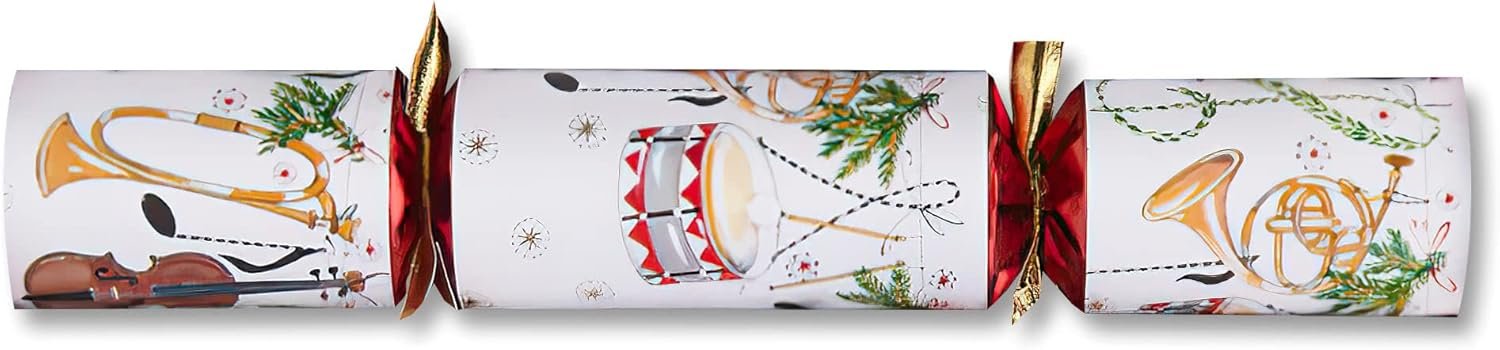 Olde English Crackers Fanfare Christmas Party Favors - Set of 8 Music Favors containing Toy Horns & Sheet Music for Playing Your own Holiday Music, Red, White - Image 4