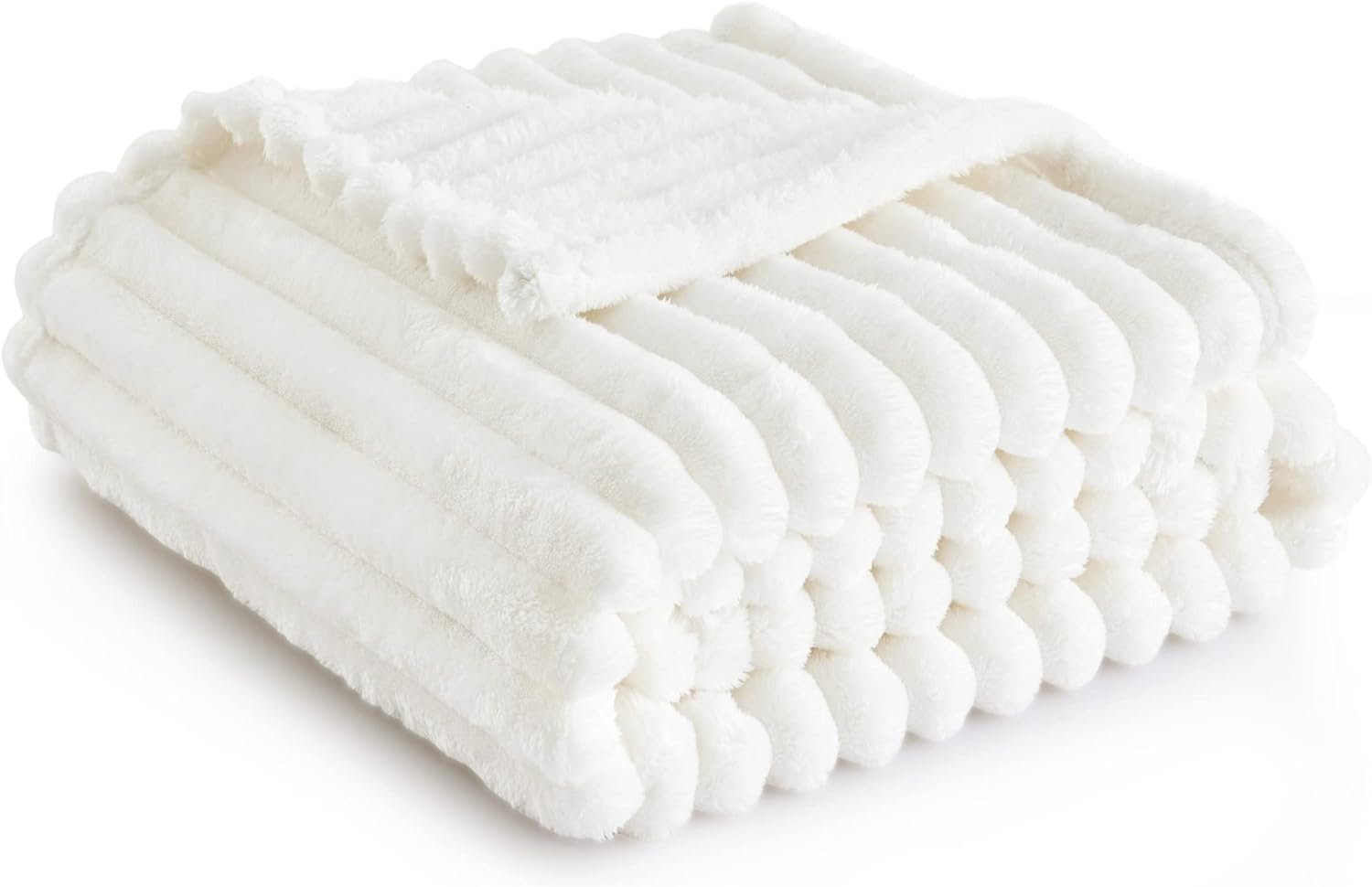 Bedsure White Throw Blanket for Couch - Super Soft Cozy Blankets for Women, Cute Small Fleece Blanket for Girls, 50x60 Inches - Image 2