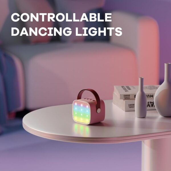 YLL Mini Karaoke Machine for Kids Adults, Portable Bluetooth Speaker with 2 Wireless Microphones, Christmas Birthday Gifts Toys for Girls Ages 4, 5, 6,7, 8,9,10,11,12+ Years Old Toddler (Lightpink) - Image 8