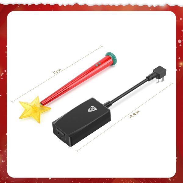 Magical Christmas Wand Remote Control Outlet | Christmas Tree Remote Control | Christmas Tree Decorations | Christmas Tree Ornaments | Remote Control Function | Smart Outlet with 100 Ft Range - Red - Image 8