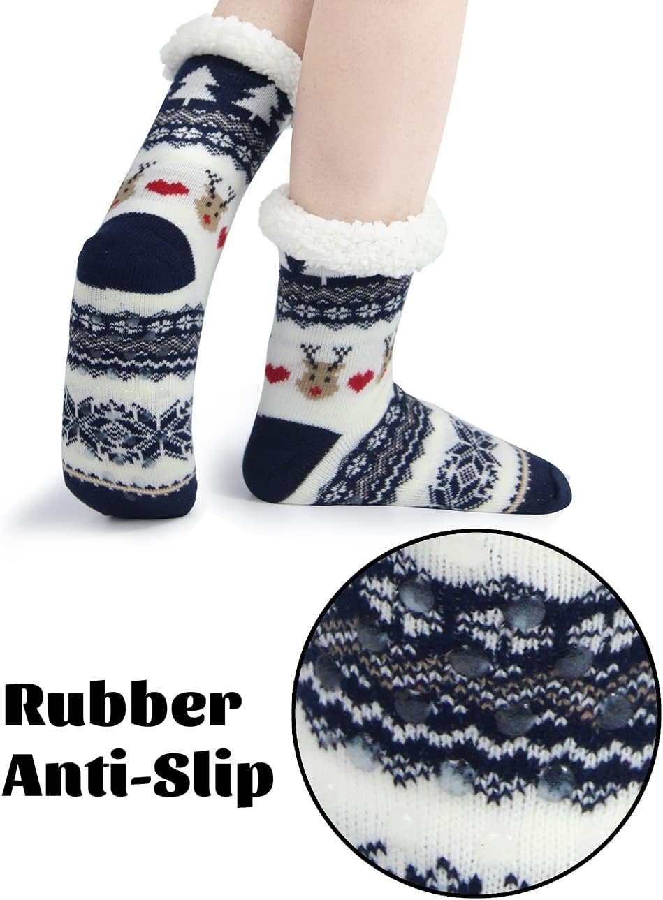 Slipper Socks for Women with Gripper - Winter Non Slip Thick Fuzzy Socks - Warm Cozy Christmas Gift - Image 6