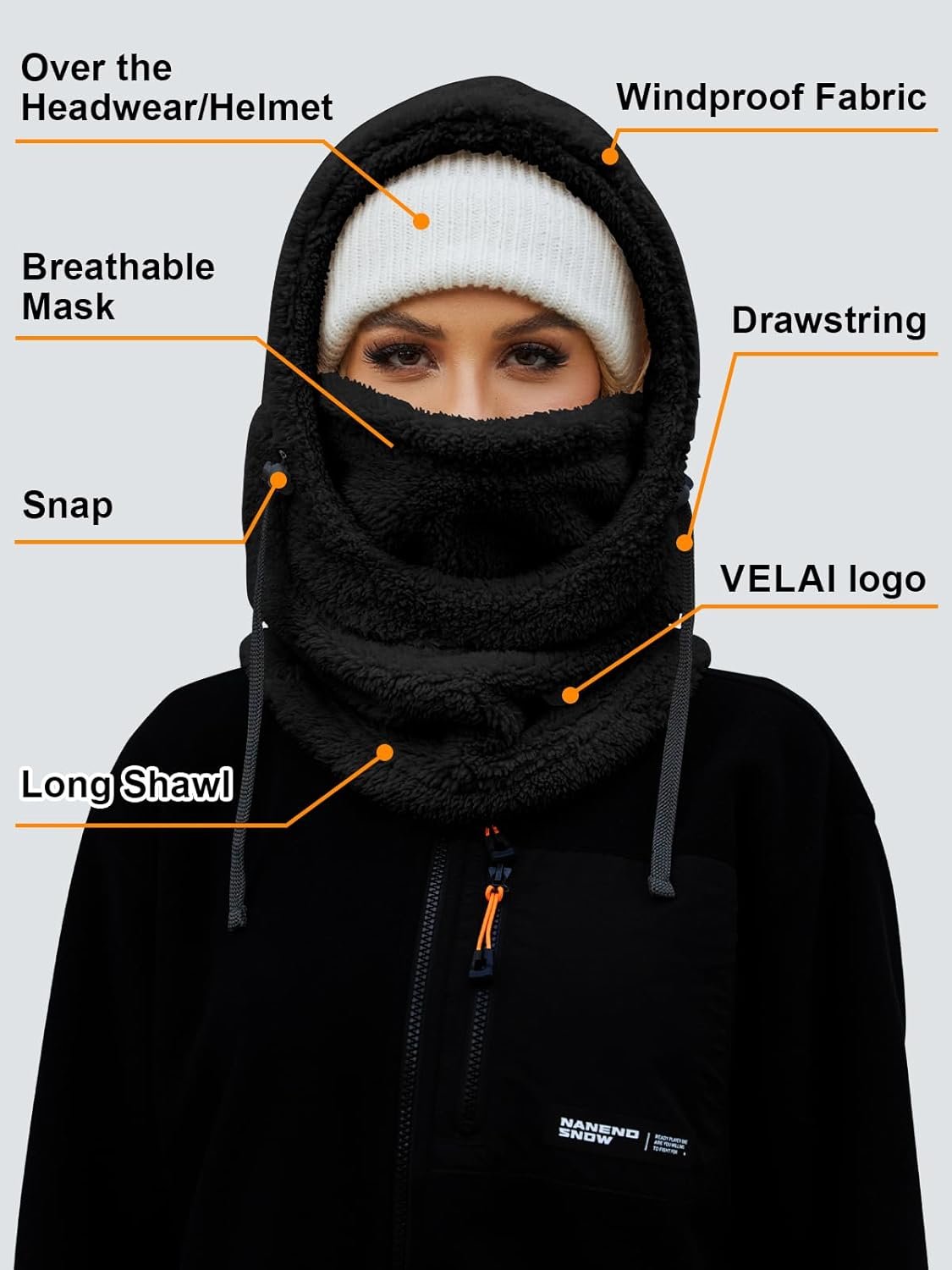 Balaclava Fleece Ski Mask for Men Women Winter Face Masks Windproof Hooded Scarf Cold Weather Hat Neck Warmer - Image 7