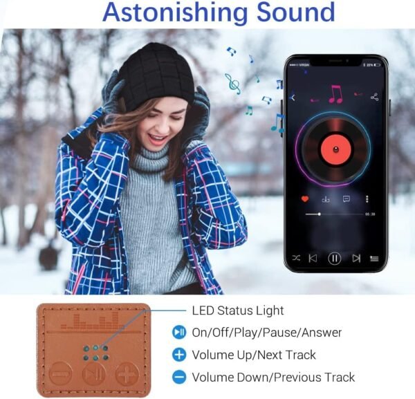 EverPlus Bluetooth Beanie for Men Hat Women Men Gifts Stocking Stuffers Adults - Image 3