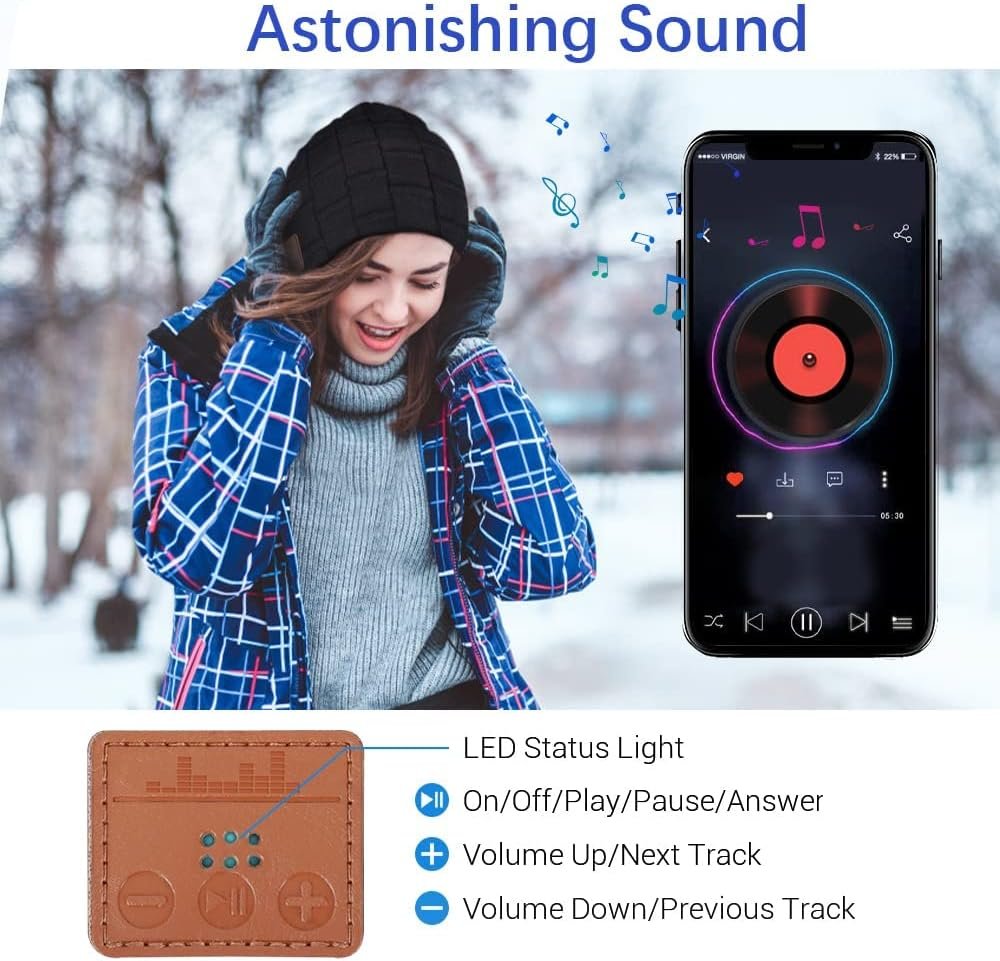 EverPlus Bluetooth Beanie for Men Hat Women Men Gifts Stocking Stuffers Adults - Image 3