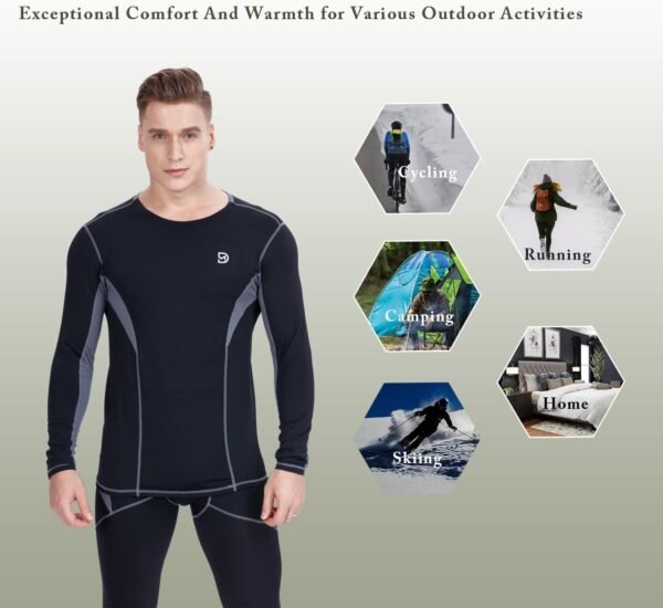 Men's Thermal Underwear Fleece Lined Performance Fleece Tactical Sports Shapewear Thermal Set - Image 4