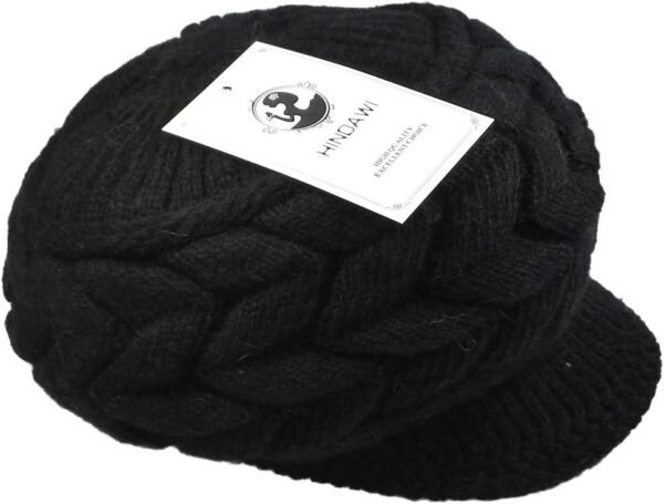 HINDAWI Women Winter Warm Knit Hat Wool Snow Ski Caps with Visor - Image 5