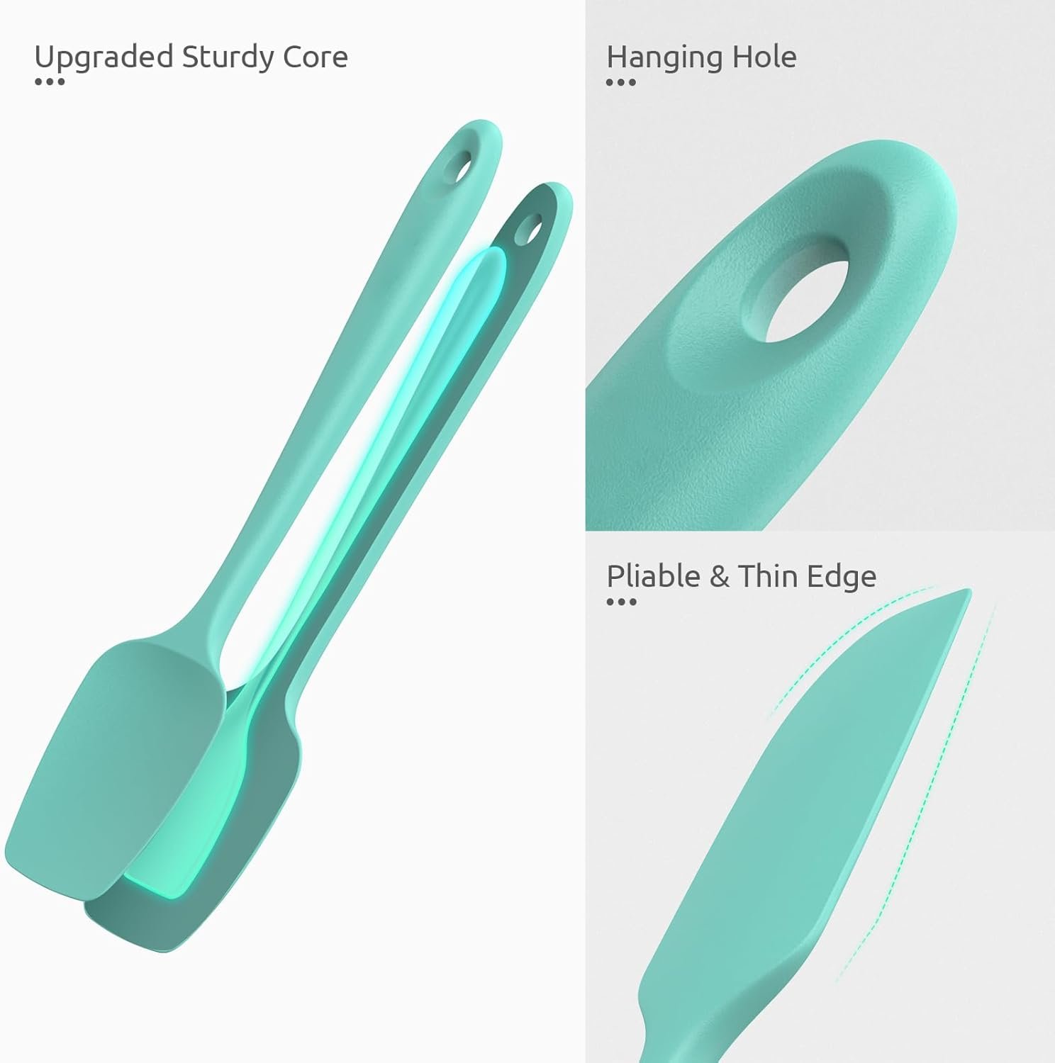 U-Taste Silicone Spatula Set with 600 Degrees Fahrenheit Heat Resistant (Teal/Aqua Sky) - Image 7