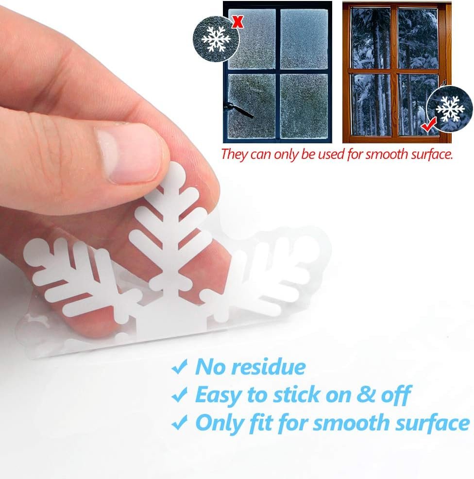 LUDILO 135Pcs Christmas Window Clings Snowflakes Window Decals Static Window Stickers for Christmas Decorations Window Décor Ornaments Xmas Party Supplies Thanksgiving Party Décor - Image 6