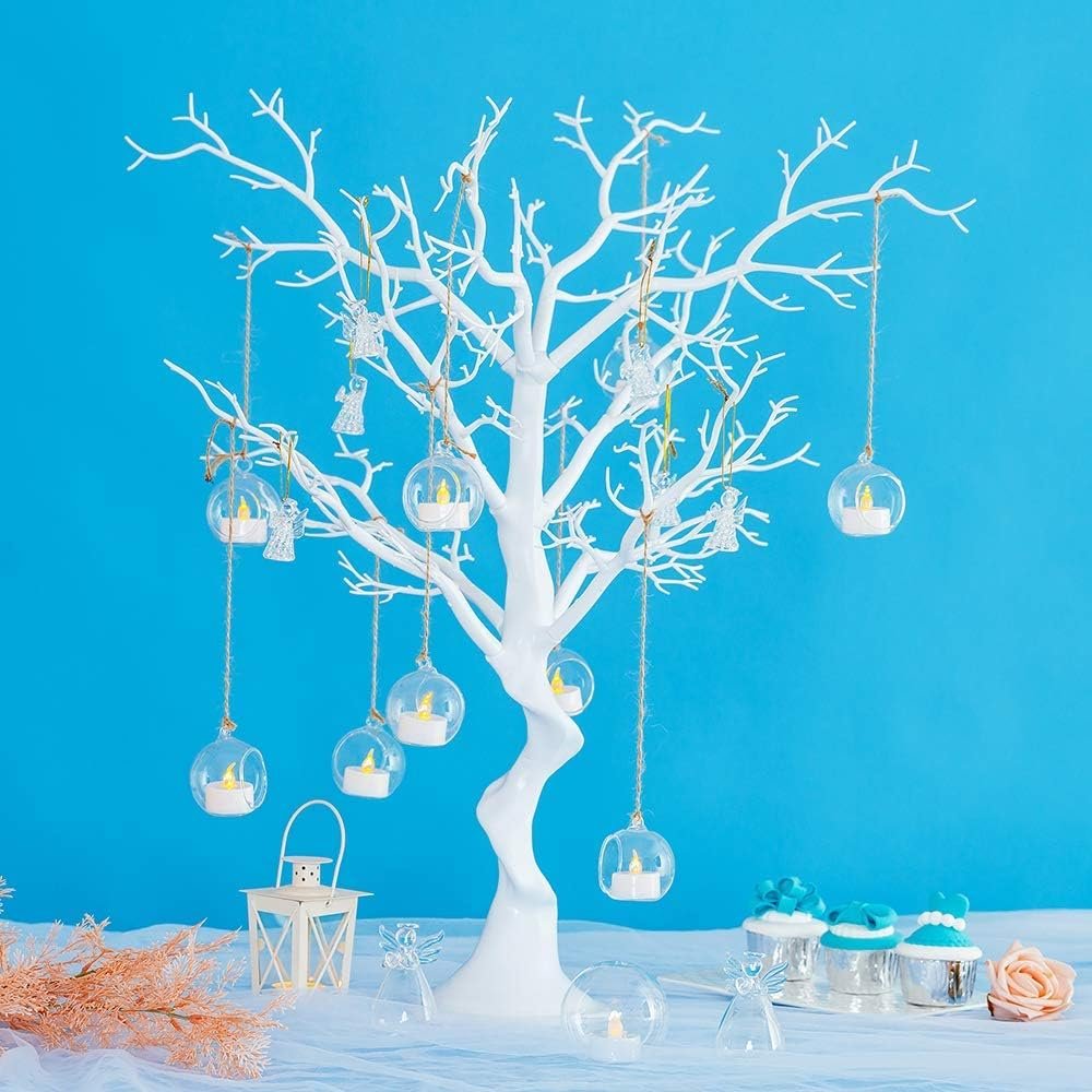 Sziqiqi White Artificial Tree Centerpiece for Weddings, Parties, Christmas - 1 Trunk + 10 Branches, Easy Assembly - Image 2