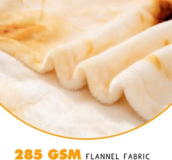 CASOFU Burritos Tortilla Throw Blanket, Double Sided Giant Flour Novelty Throw for Your Family, 285 GSM Soft and Comfortable Flannel Taco Blanket.(Beige, 71 inches) - Image 3