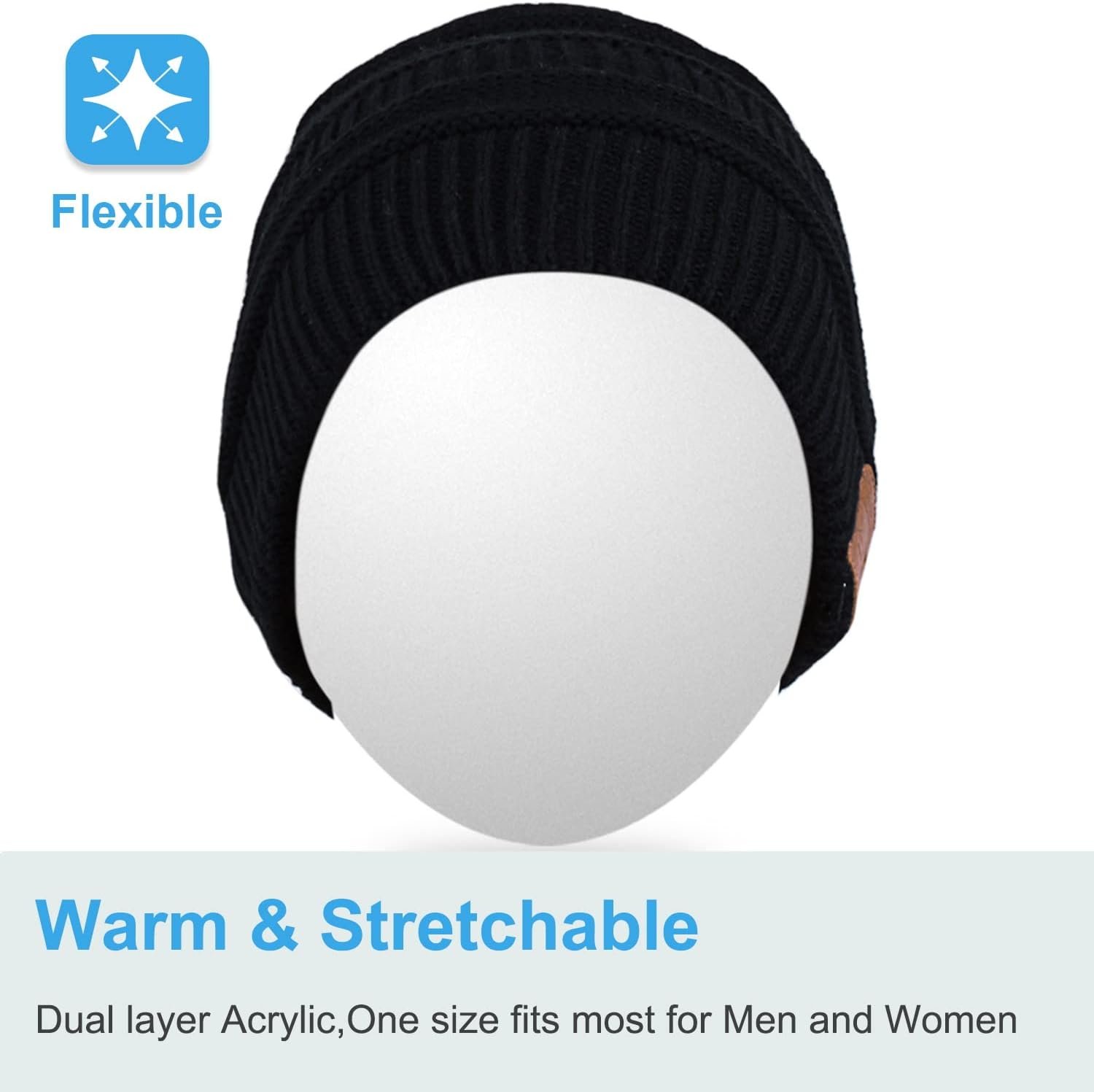 Rotibox Washable Bluetooth Beanie Hat with Wireless Stereo Over Ear Headphones Headsets Earphone Speaker Hands Free - Image 3