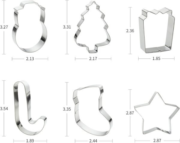 Christmas Cookie Cutter Set-12Pcs Stainless Steel Cookie Molds-Snowman,Christmas Tree,Gingerbread Man,Candy Cane,Snowflake & More Shapes For Baking - Image 4