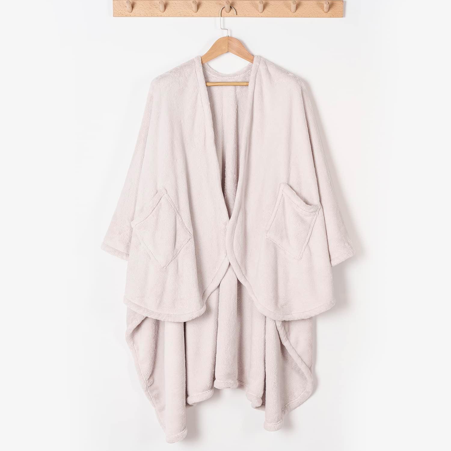 Berkshire Blanket Primalush™ Wearable Blanket, Cozy Loungewear Pocketed Plush Cape Wrap for Adults & Teens(Moonbeam, One Size 58"X64") - Image 5