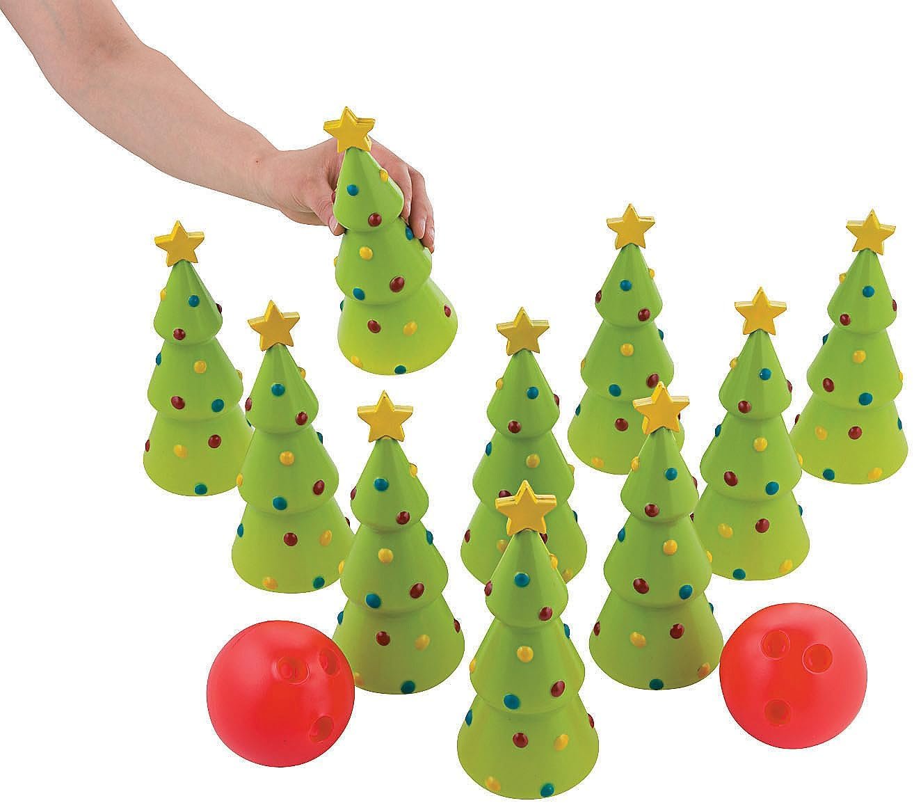 Fun Express Holiday Christmas Bowling Set (Comes with 10 pins and 2 Balls) Christmas Party Games - Image 3
