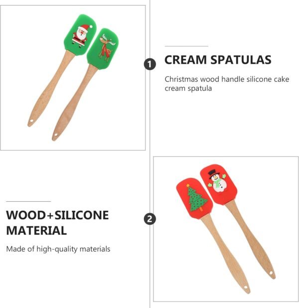 Angoily 4Pcs Silicone Butter Scraper Cake Cream Mixing Scraping Silicone Spatulas Tool Christmas Theme Scraper with Wood Handle Kitchen Utensils Baking Tools - Image 9
