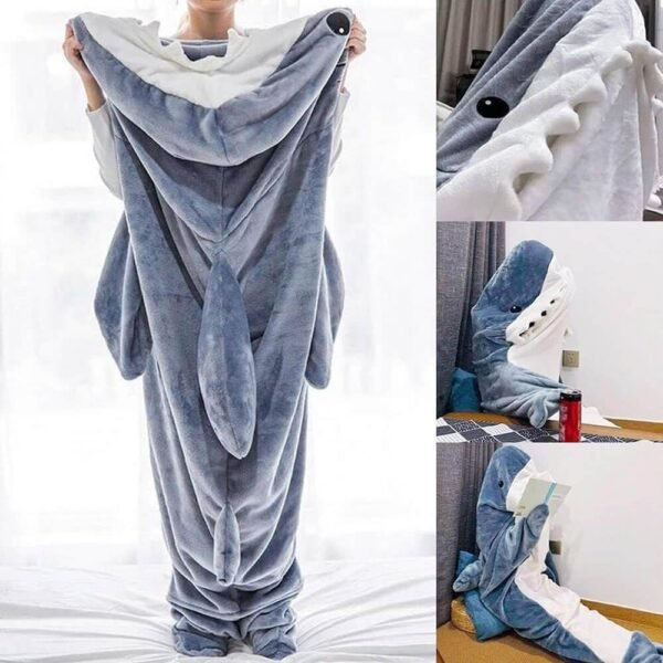Shark Blanket Hoodie Onesie Adult & Kid, Wearable Shark Blanket, Shark Sleeping Bag, Soft Cozy Shark Onesie Costume - Image 7
