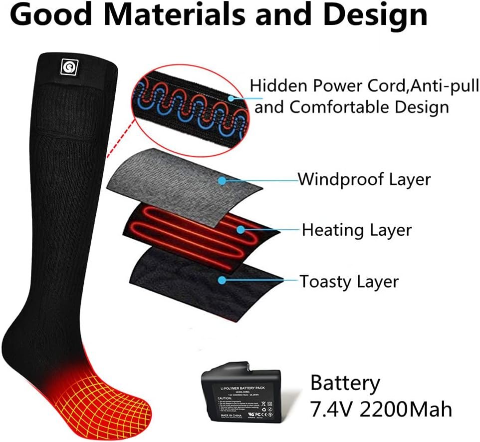 Savior Heated Socks,Rechargeable Electric Heated Socks for Men Women,Winter Foot Warmers,Suitable for Outdoor Work,Skiing,Skating,Cycling,Camping,Fishing,Hunting,etc. - Image 4
