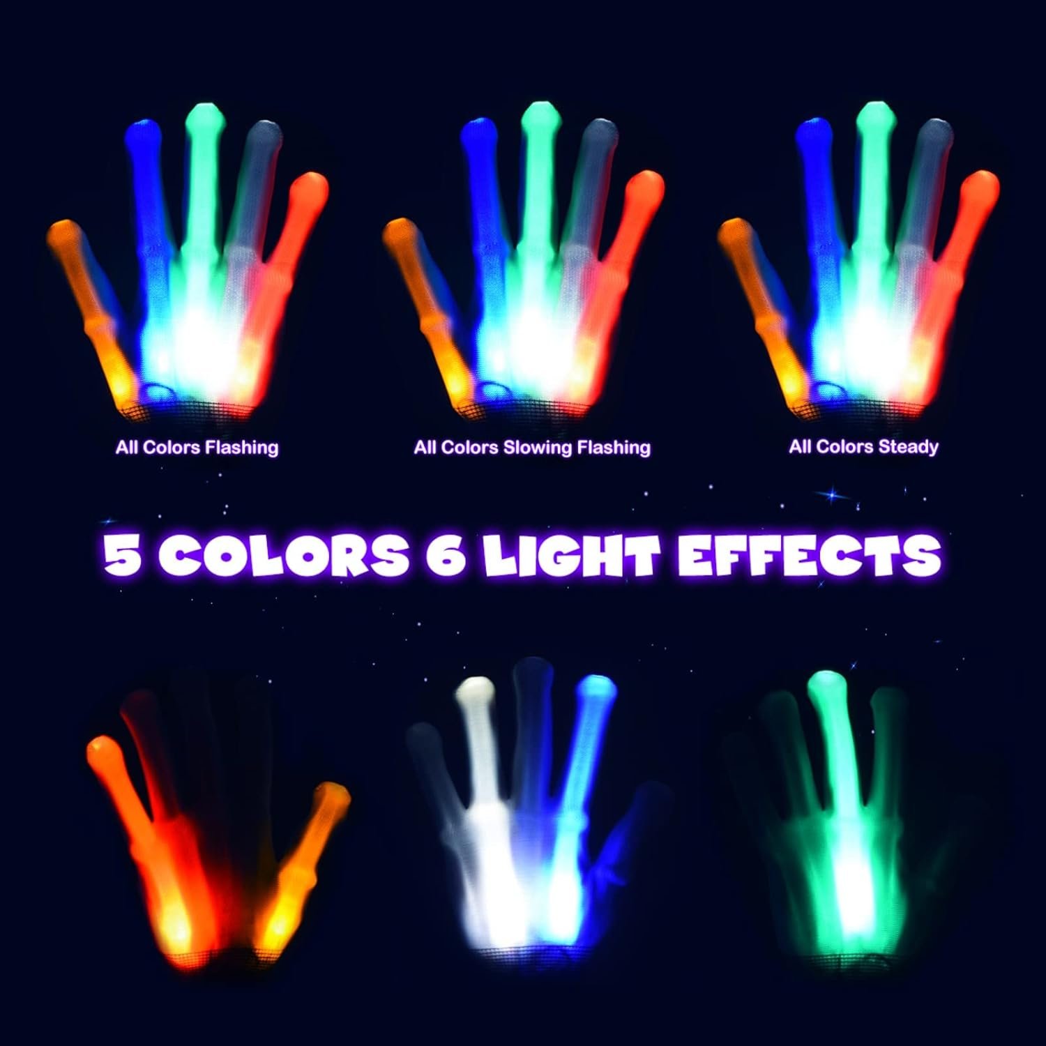 Cool Toys LED Gloves,Boys Toys Age 3-5 6-8 8-12 Year Old with 6 Flash Mode,Fun Toys Gifts for Halloween Christmas Birthday - Image 4